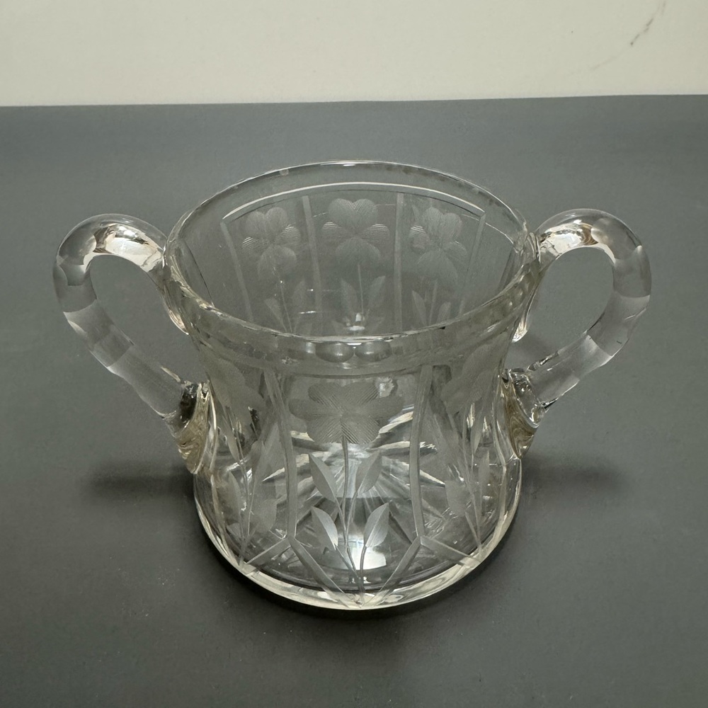 Elegant Etched Glass Sugar Bowl